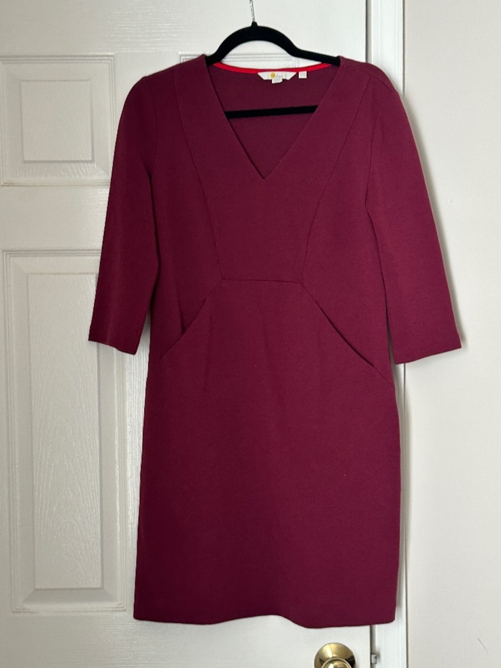Boden Bronte Ottoman Dress Knit V-Neck Sheath Shift Dress Purple Size 6P Petite